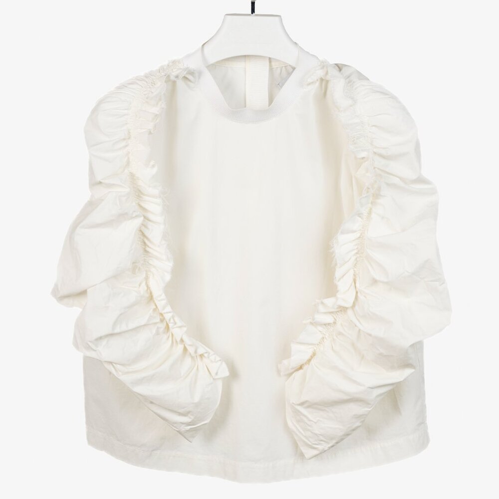 MSGM Resort 2017 Off-White Ruffle Sleeve Blouse Top